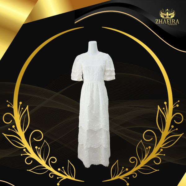 GAUN PUTIH ELEGAN BROKAT