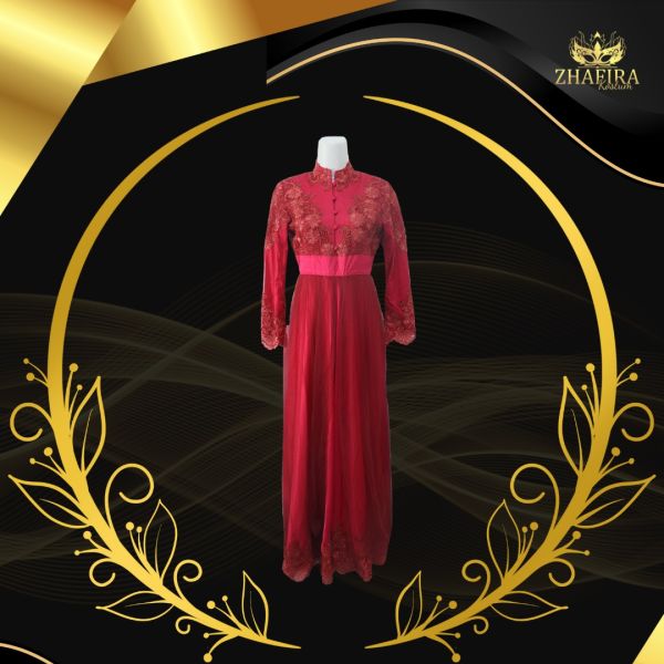 GAUN MERAH LICE BUNGA