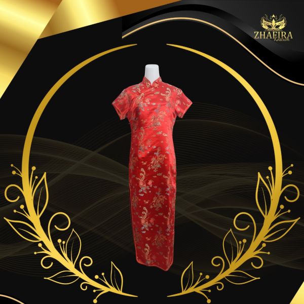 CONGSAM DRESS SATIN LENGAN PENDEK