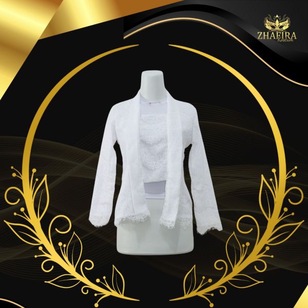 KEBAYA KUTU BARU BROKAT PUTIH