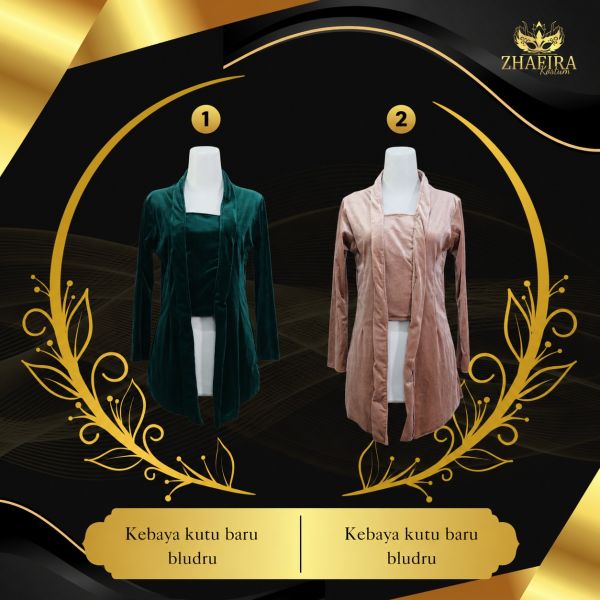 KEBAYA BLUDRU HIJAU DAN CREAM
